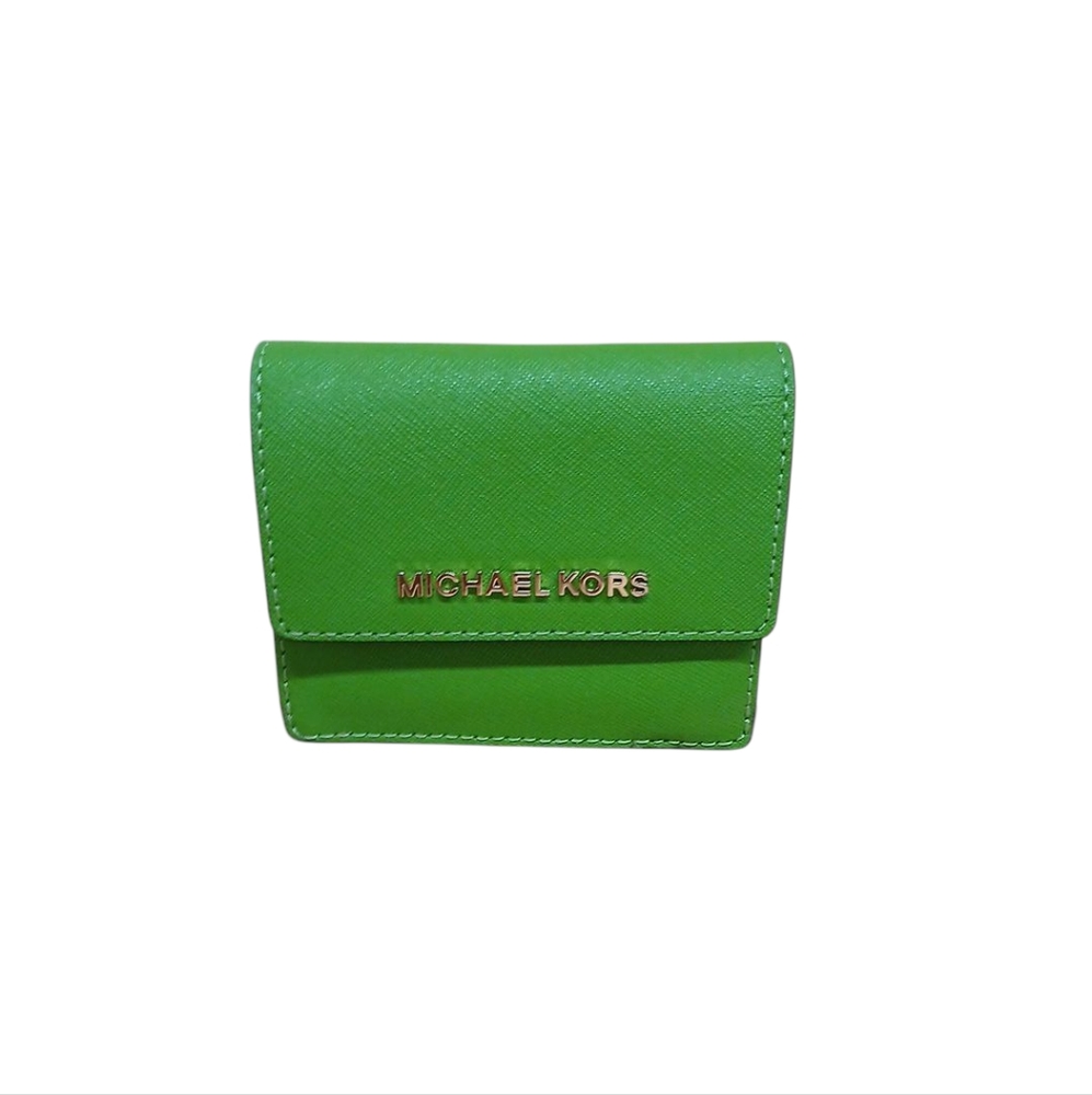 Michael Kors Green Saffiano Leather Small Wallet